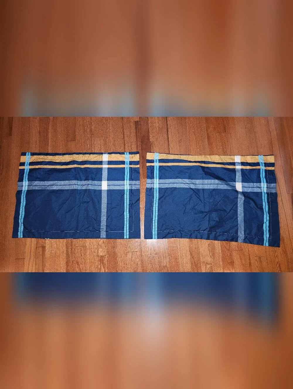 Blue and Gold Striped Home Bedding Set by